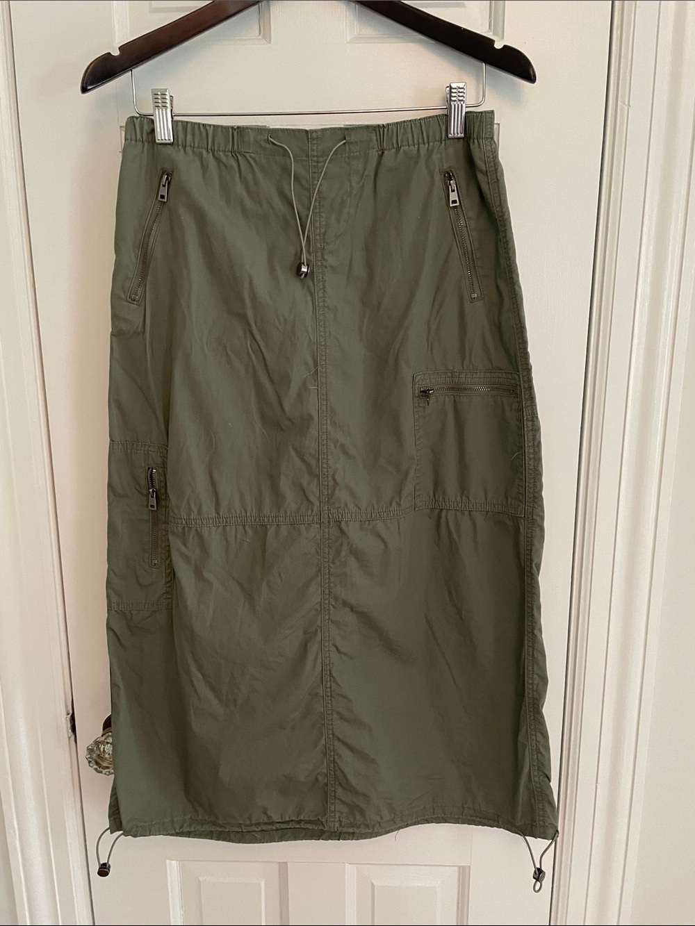 Forever 21 Olive Utility Midi Skirt with Zip Pockets